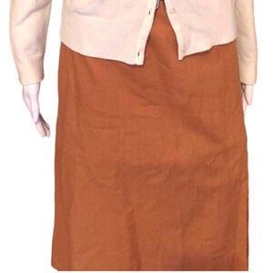 Vintage/Retro Brown Midi Skirt with Accent Belt, Size Medium